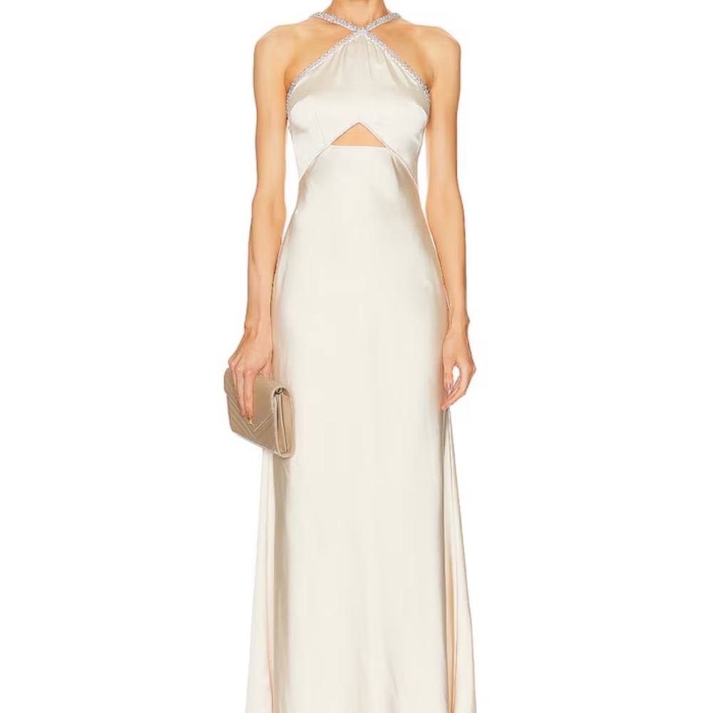 Self-Portrait Satin Diamante Maxi Dress